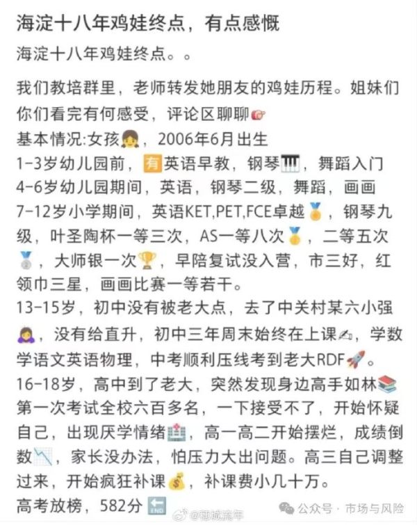 海淀十八年鸡娃终点，高考放榜582分_https://www.izongheng.net_影像记录_第1张