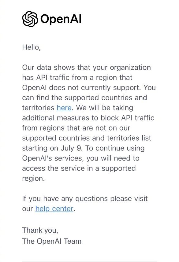 7月9号起，国内将不能再使用OpenAI API了_https://www.izongheng.net_影像记录_第1张